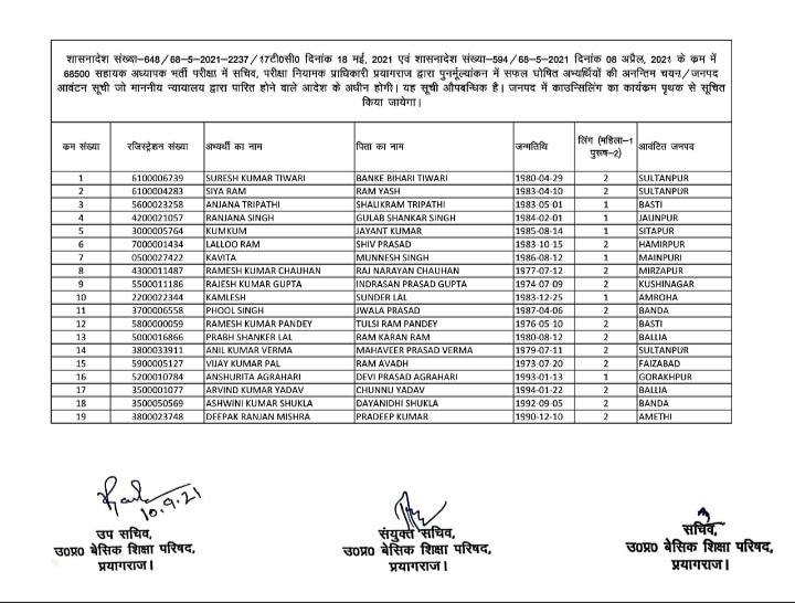 68500 TEACHER RESULT